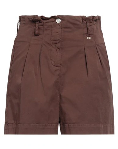 Dx Collection Woman Shorts & Bermuda Shorts Dark Brown Size M Cotton, Elastane