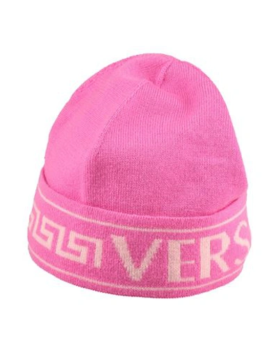 Versace Woman Hat Fuchsia Size Onesize Wool In Pink