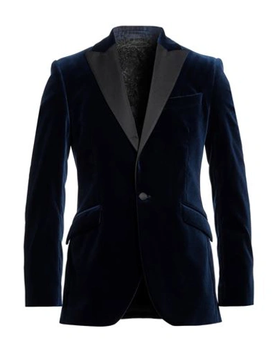 Favourbrook Shawl-collar Twill-trimmed Cotton-velvet Tuxedo Jacket In Blue