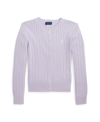 Polo Ralph Lauren Toddler And Little Girls Mini-cable Cotton Cardigan Sweater In Flower Purple With Nevis