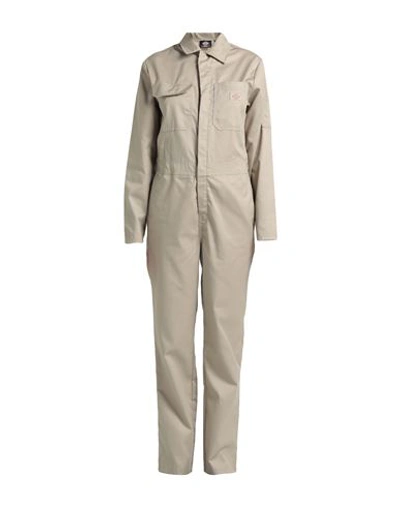 Dickies Woman Jumpsuit Khaki Size M Cotton, Polyester In Beige