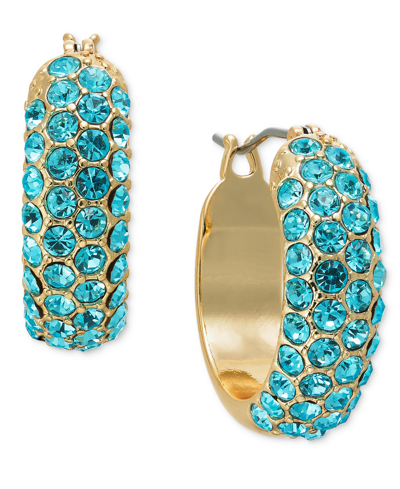 On 34th Small Pave-front Hoop Earrings, 0.7", Created For Macy's In Blue
