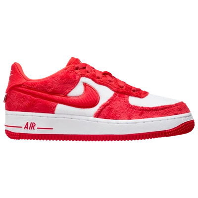 Nike Girls' Big Kids' Air Force 1 Low Casual Shoes In White/light Crimson/fire Red