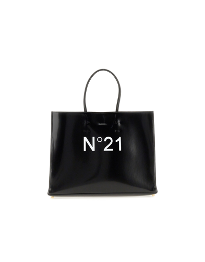 N°21 Designer Handbags Shopper Bag With Logo In Black