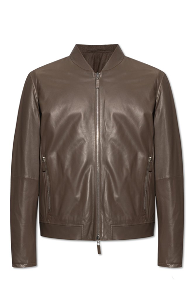 Emporio Armani Reversible Jacket In Brown