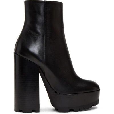Jil Sander Leather High Heels Ankle Boots In Black