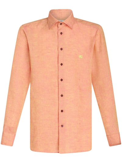 Etro Camicia Con Logo In Orange