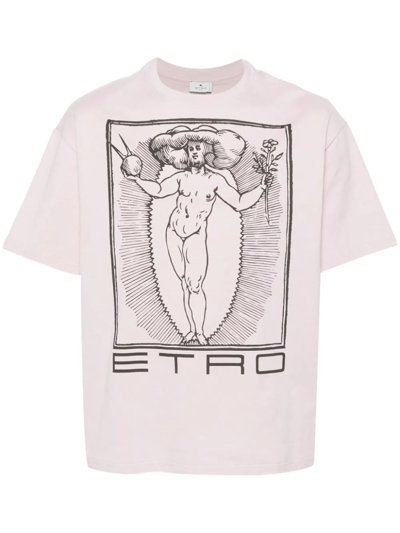 Etro T-shirt Stampa Logo In Pink