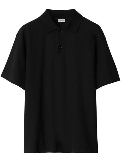 Burberry Piqué-weave Cotton Polo Shirt In Black