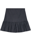 Ganni Striped Ruffled Miniskirt In Grey