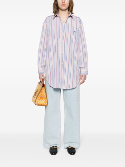 Etro Pegaso-embroidered Striped Shirt In Multicolor