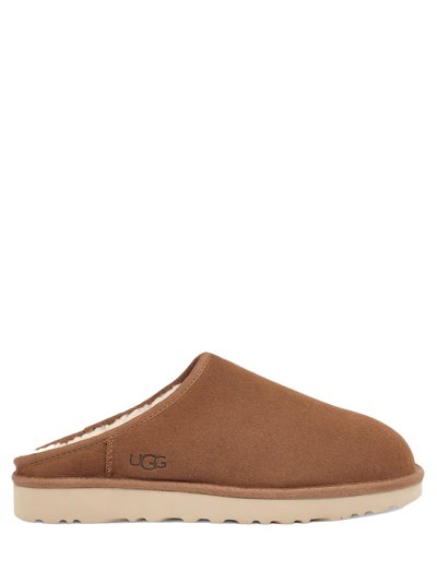 Ugg Classic Slip-on Suede And Shearling Slippers In Brown