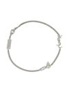Saint Laurent Opyum Crystal-embellished Logo Bracelet In Silver