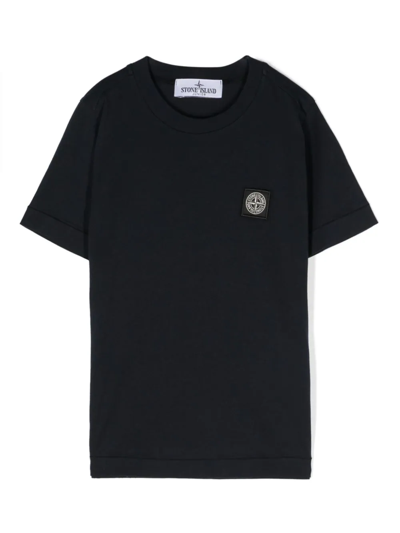 Stone Island Kids' T-shirt Con Logo In Black