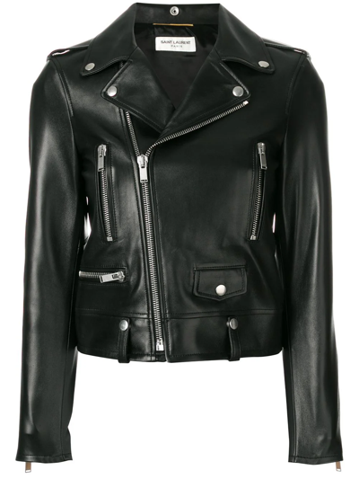 Saint Laurent Motorcycle Leather Jacket In Black