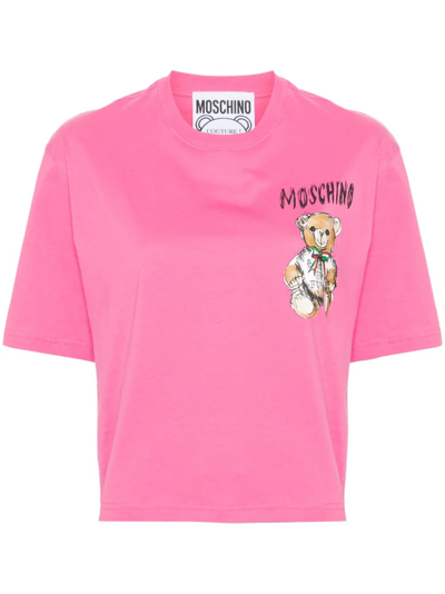 Moschino Teddy Bear T-shirt Fuchsia In Pink