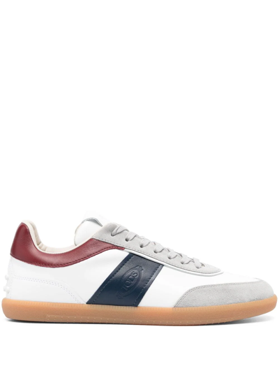 Tod's Tabs Sneakers In Suede In Burgundy,blue,white