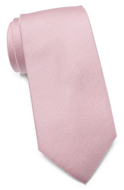 Hugo Boss Solid Silk Tie In Pink