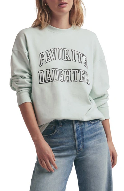 Favorite Daughter Collegiate Cotton Graphic Sweatshirt In Seafoam