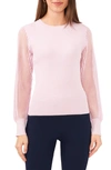 Halogen Mix Media Sweater In Lilac Petal Pink