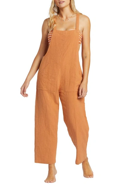 Billabong Pacific Time Cotton Gauze Jumpsuit In Orange