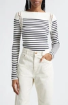 A.L.C ISA STRIPE OPEN STITCH RIB TOP