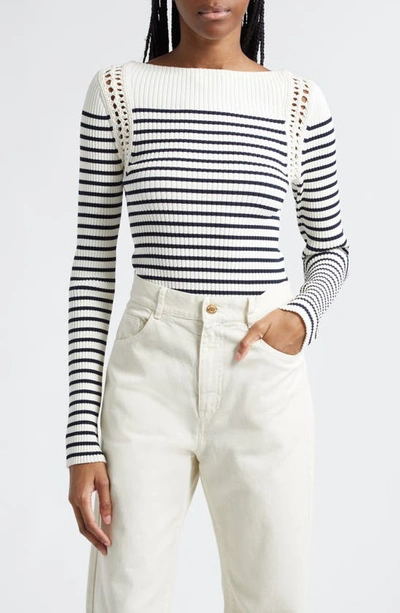 A.l.c Isa Striped Long-sleeve Knit Top In Multi