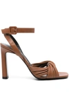 Sergio Rossi Square-headed High-heeled Sandals In Brown