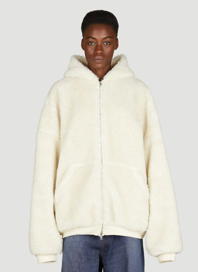 Balenciaga Outerwear Faux-shearling Hoodie In Beige