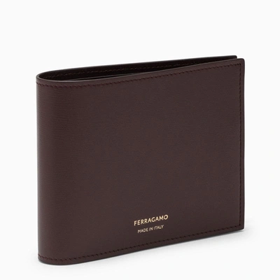 Ferragamo Bordeaux Leather Wallet With Logo Men In Blue