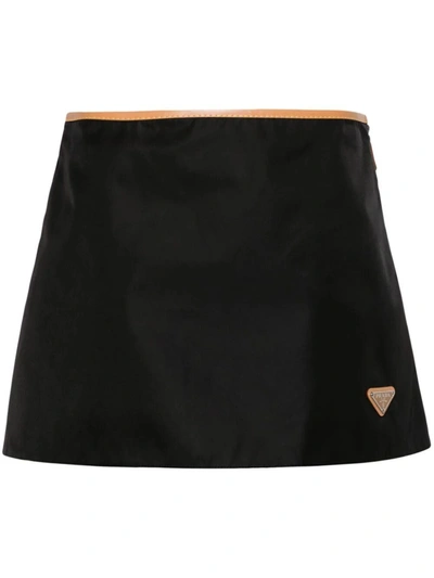 PRADA PRADA WOMEN CONTRASTING WAISTBAND MINI SKIRT