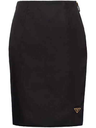 Prada Re-nylon Pencil Skirt In Black