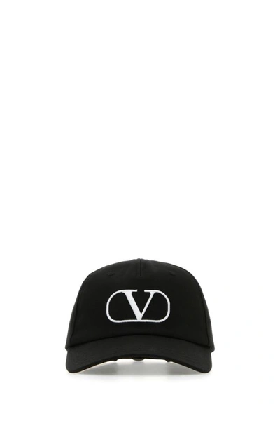 Valentino Garavani Man Black Cotton Baseball Cap