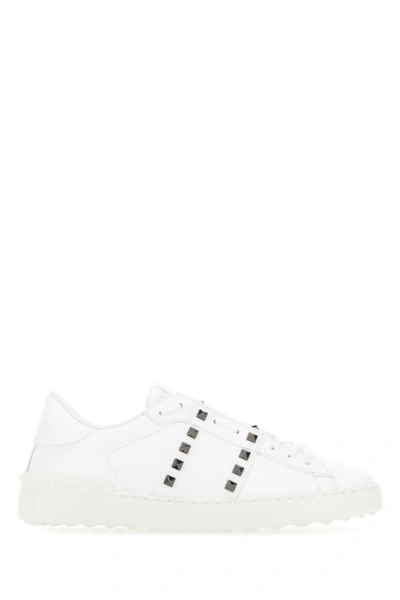 Valentino Garavani Rockstud Untitled Lace-up Sneakers In White