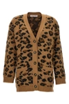Valentino V-neck Animalier Cardigan Front Pockets In Cream