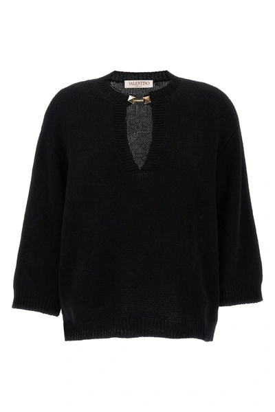 Valentino Garavani Women  Studded Detail Sweater In Black