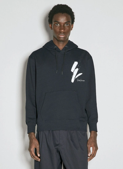 Yohji Yamamoto Men X Ne Logo Print Hooded Sweatshirt In Black