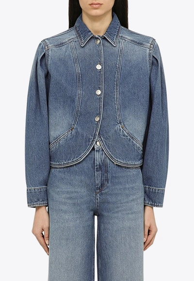 Isabel Marant Valette Cropped Denim Jacket In Blue