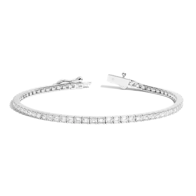 Aurate New York White Sapphire Horizontal Baguette Tennis Bracelet In Yellow