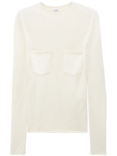 Filippa K Patch-pocket Mesh T-shirt In White