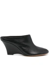 Khaite Apollo 75 Leather Wedge Mules In Black