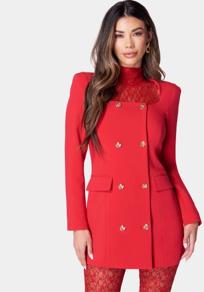 Bebe Open Neck Tailored Blazer In Salsa