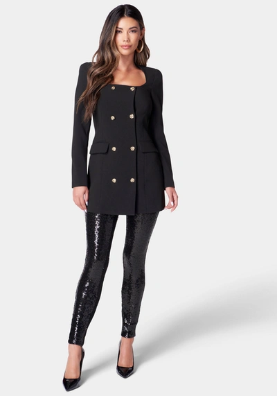 Bebe Open Neck Tailored Blazer In Black