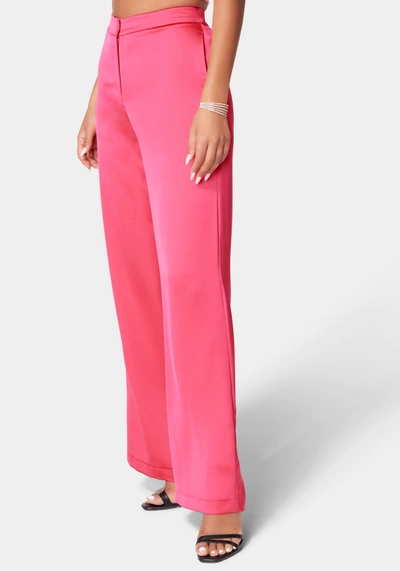 Bebe Satin Wide Leg Pant In Raspberry Sorbet