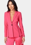 BEBE SATIN ZIPPER GODET TAILORED JACKET