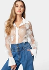 BEBE APPLIQUE DETAIL BUTTON DOWN BODYSUIT