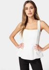 BEBE THIN STRAP PEPLUM TOP