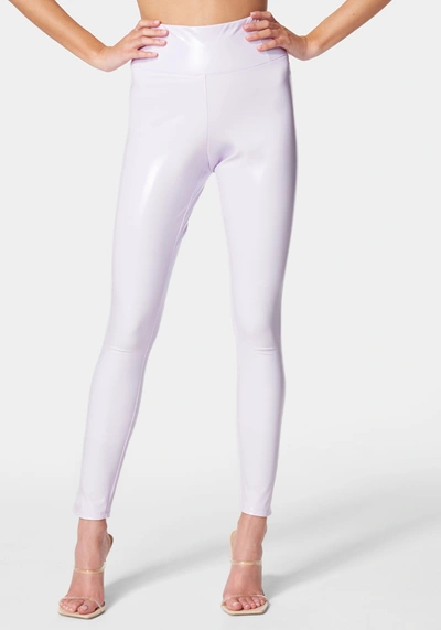 Bebe High Waist Liquid Shine Legging In Lavender Fog