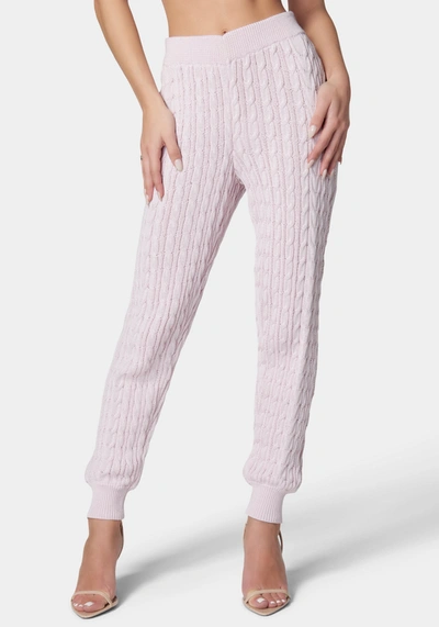 Bebe Cable Knit Jogger In Lavender Fog