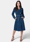 BEBE DOUBLE BREASTED DENIM TRENCH COAT